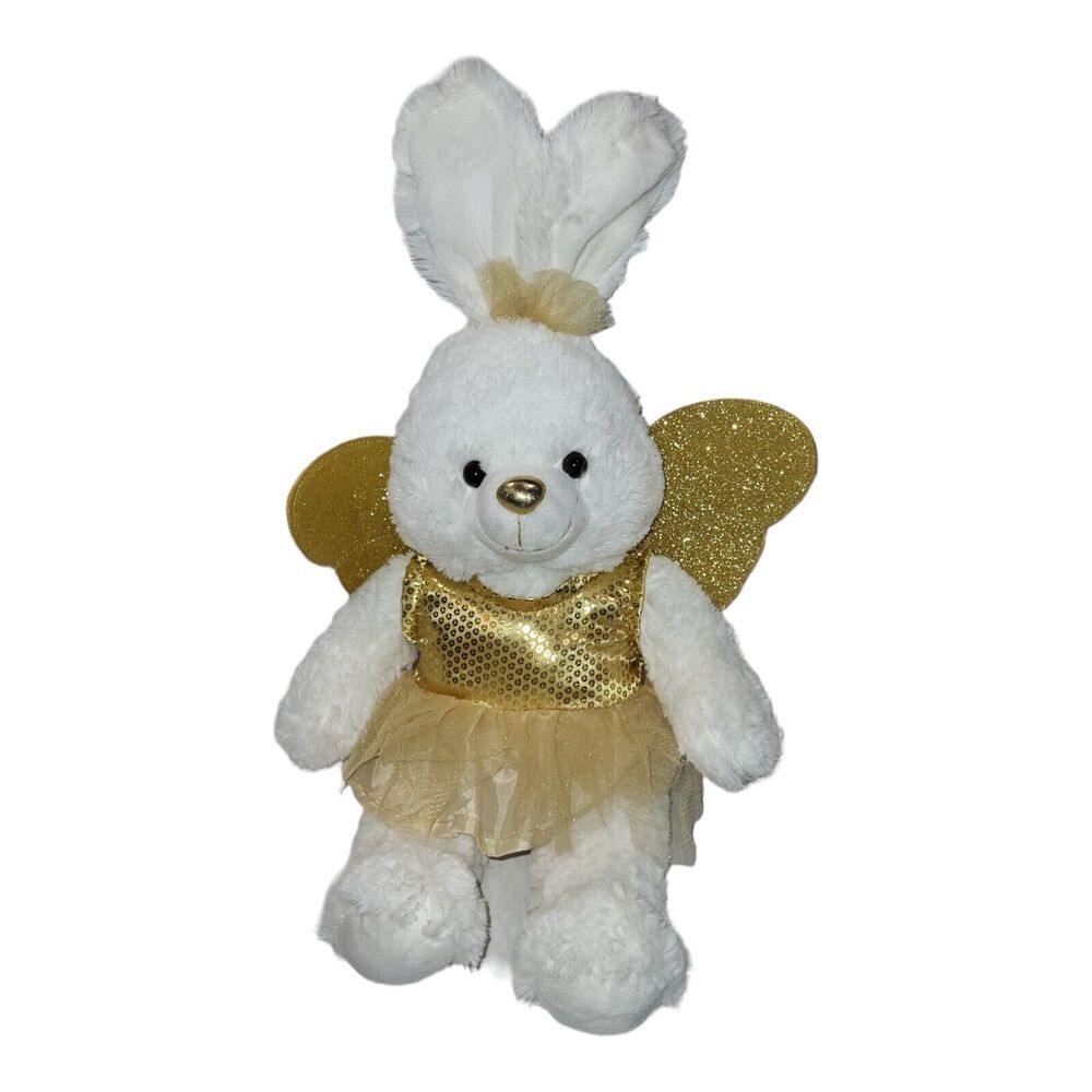 Inter American Bunny‎ Rabbit White Gold wings and tutu Easter Plush Stuffed 23"